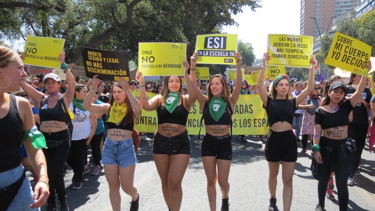Manifestación en Chile a favor del derecho al aborto