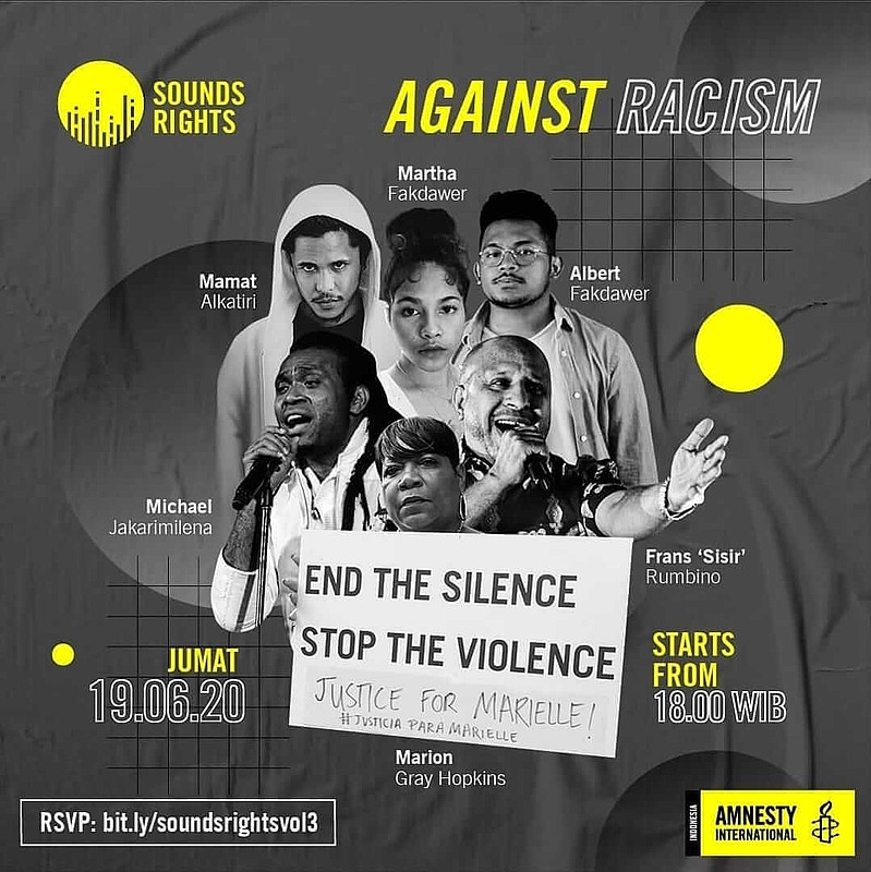 Amnistía Indonesia organizó el concierto online Sounds Rights para dar a conocer a la población del país la violencia policial en Estados Unidos y en Indonesia