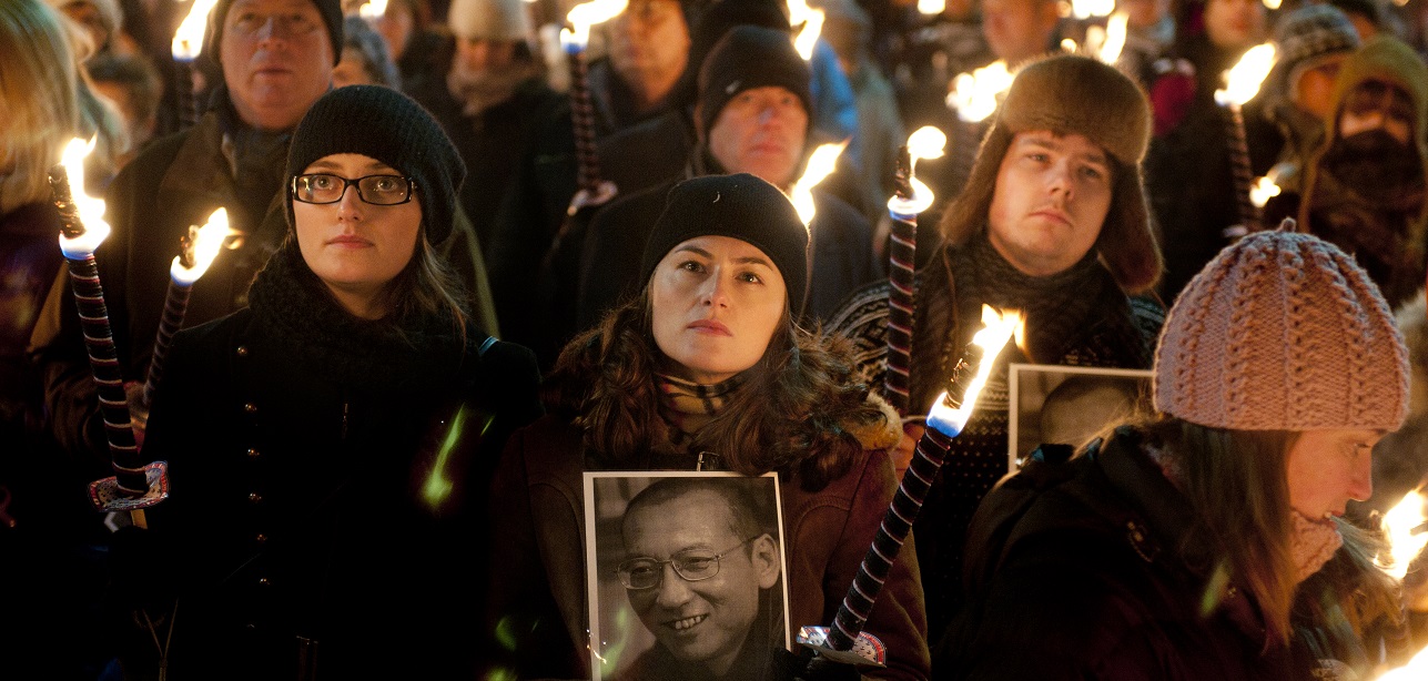 Acto multitudinario en el que se pedía la liberación de Liu Xiaobo.