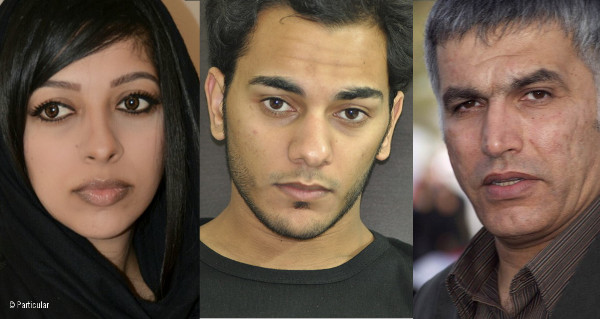 Retratos de Zainab Al-Khawaja, Ahmad Mshaima y Nabeel Rajab