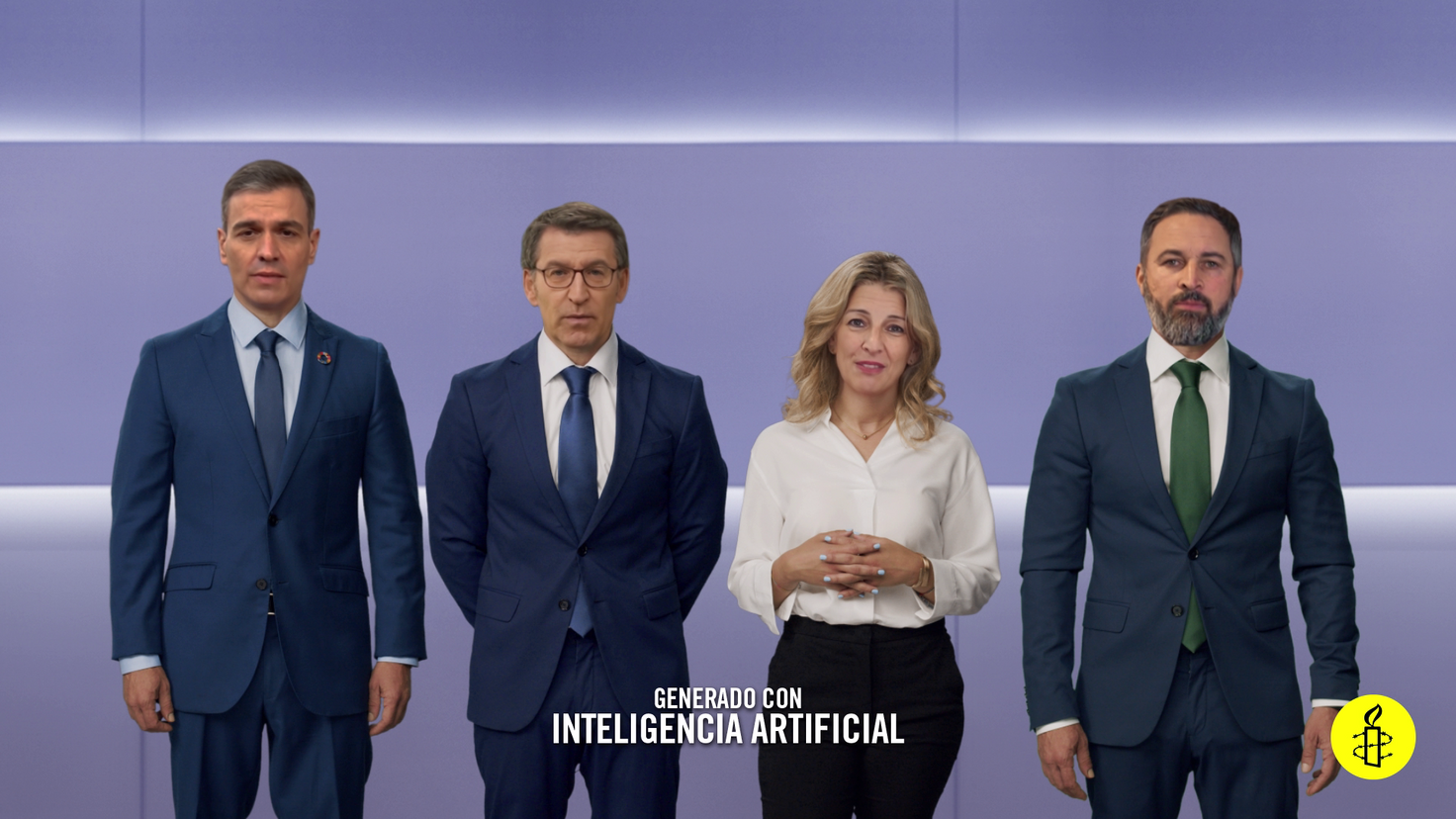 Imagen del video con los cuatro candidatos creado por IA
