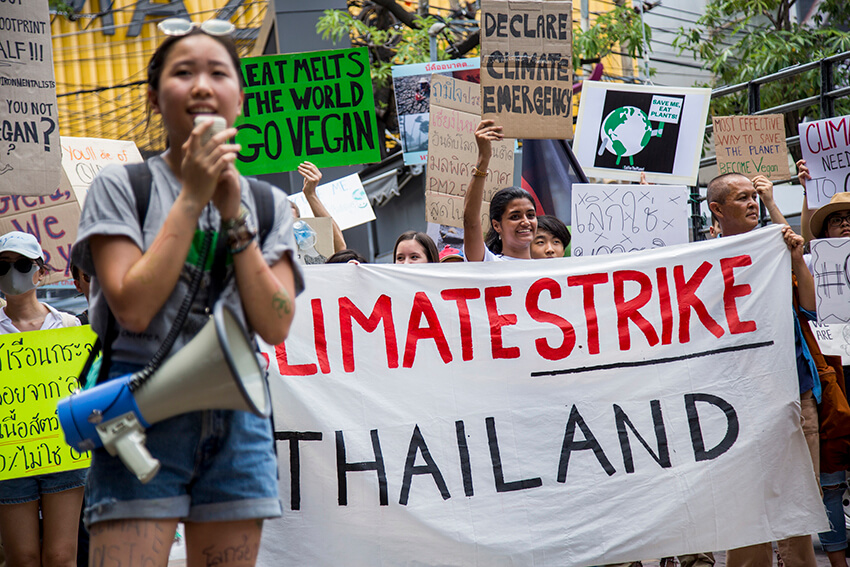 Manifestación contra el cambio climático celebrada en Bangkok, Tailandia