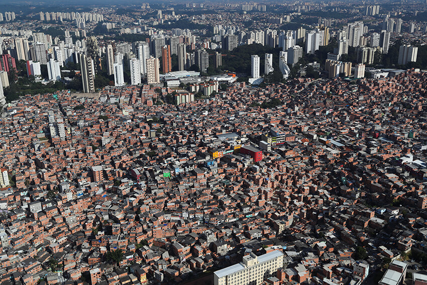 An aerial view shows the city's biggest slum Paraisopolis after residents have hired a round-the-clock private medical service to fight the coronavirus disease (COVID-19), in Sao Paulo, Brazil April 2, 2020.
