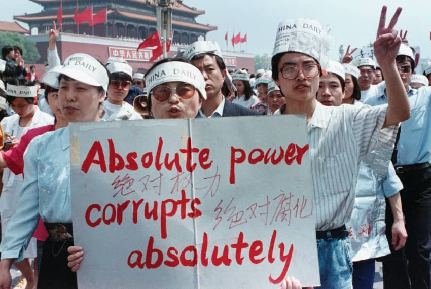 Manifestación a favor de la democracia celebrada el 17 de mayo de 1989, días antes de la masacre