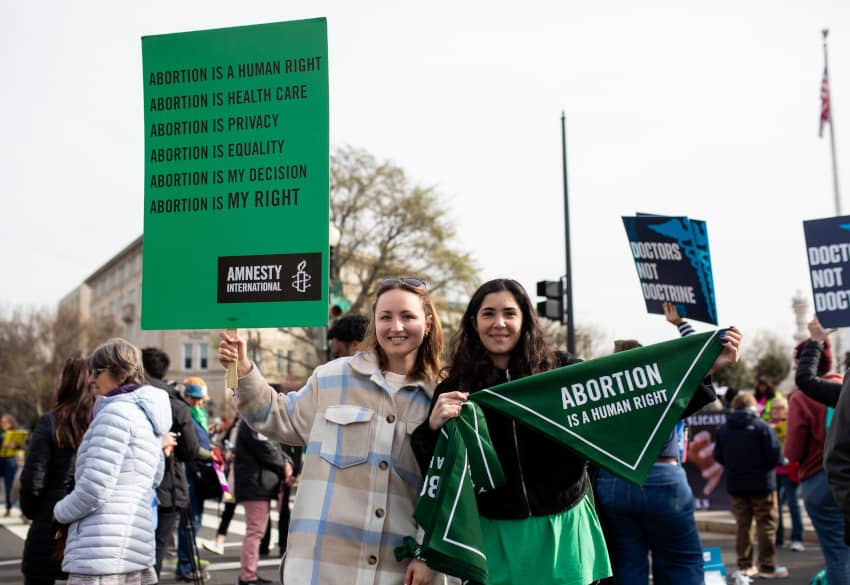 Manifestación para defender que el aborto es un derecho humano
